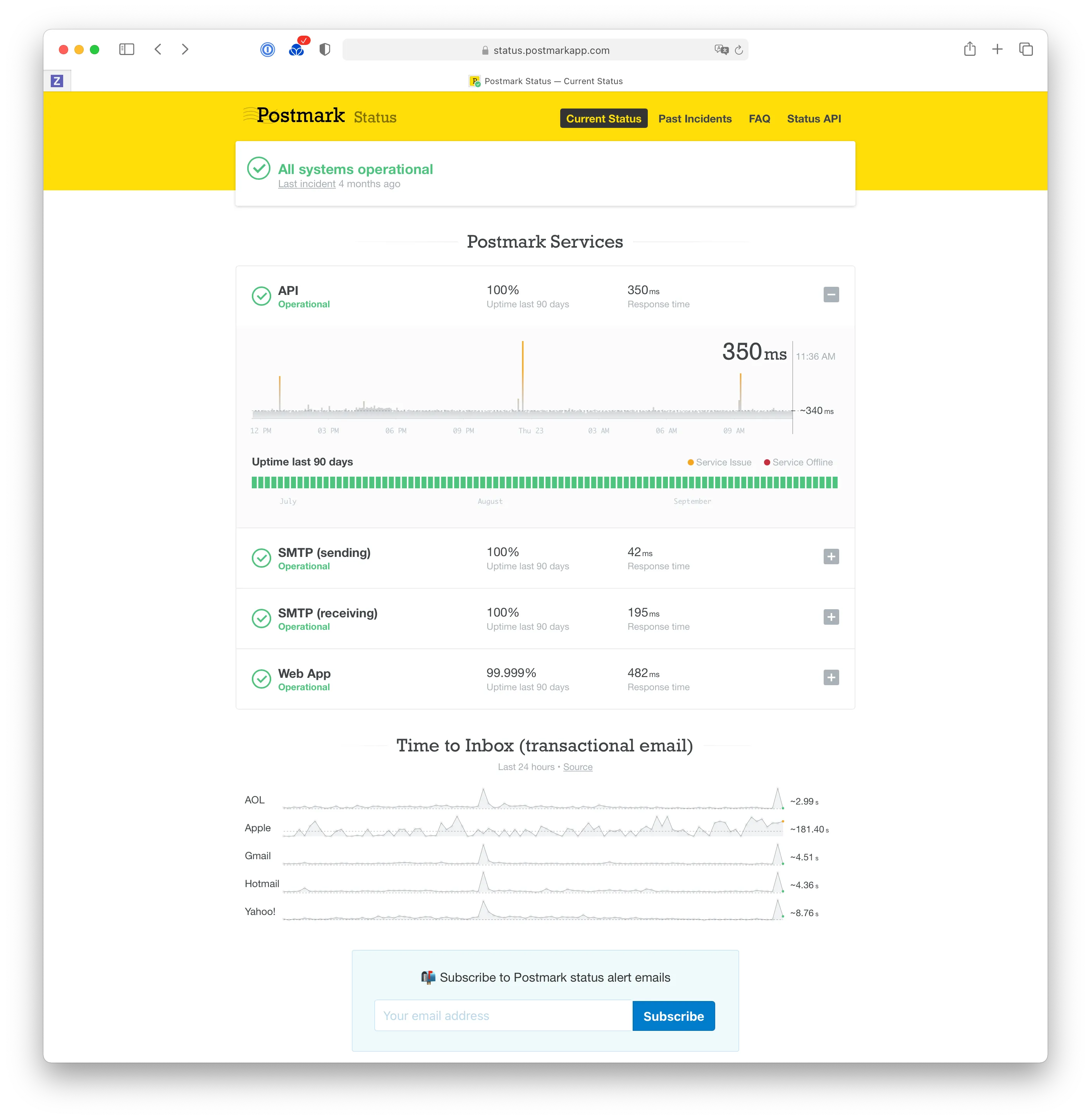 Postmark Status Page