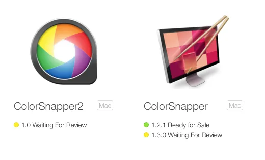 Icons of both ColorSnapper and ColorSnapper 2 in the Mac App Store