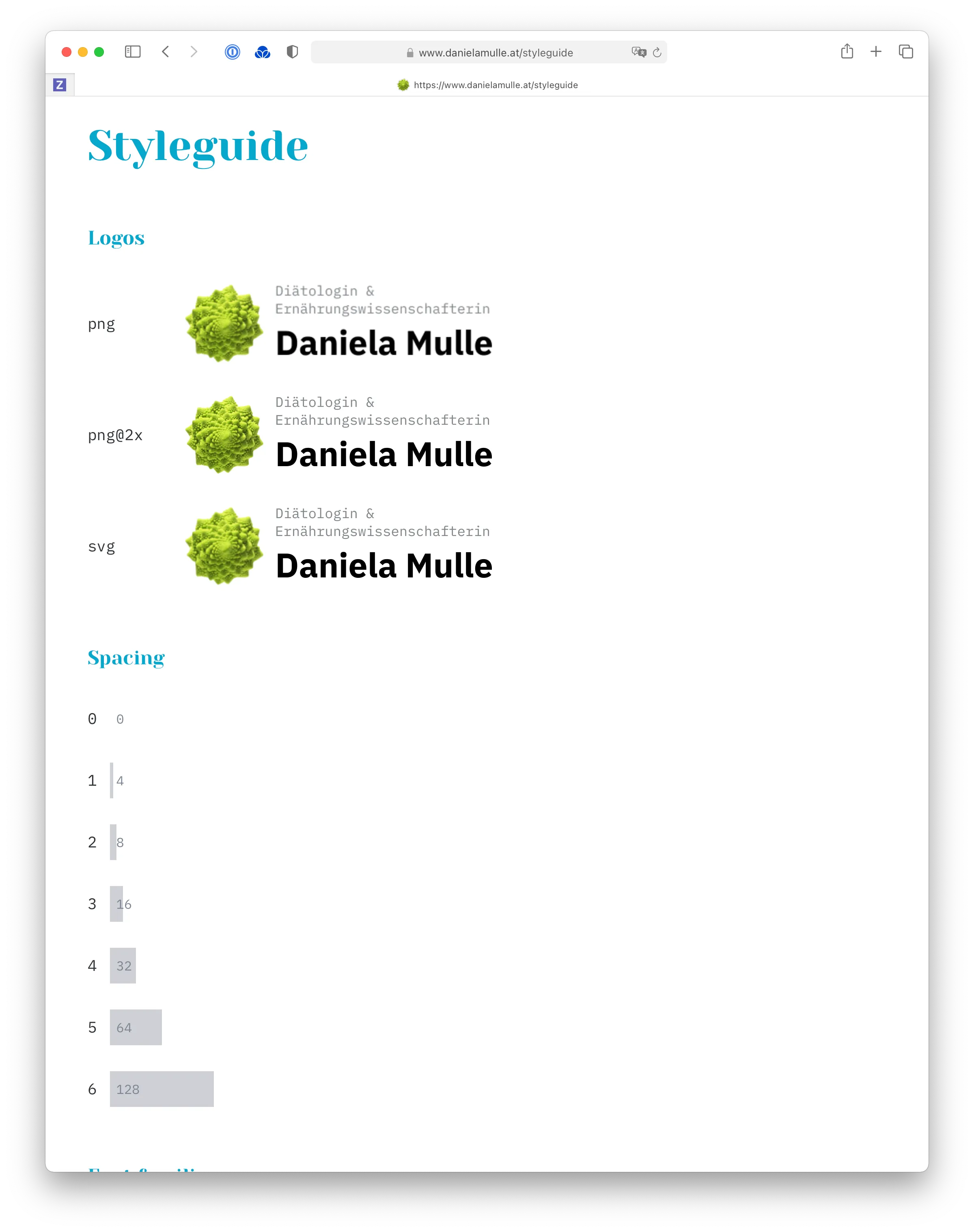A living styleguide with all required brand information, such as logos, color palettes, fonts, etc. is an integral part of the project.