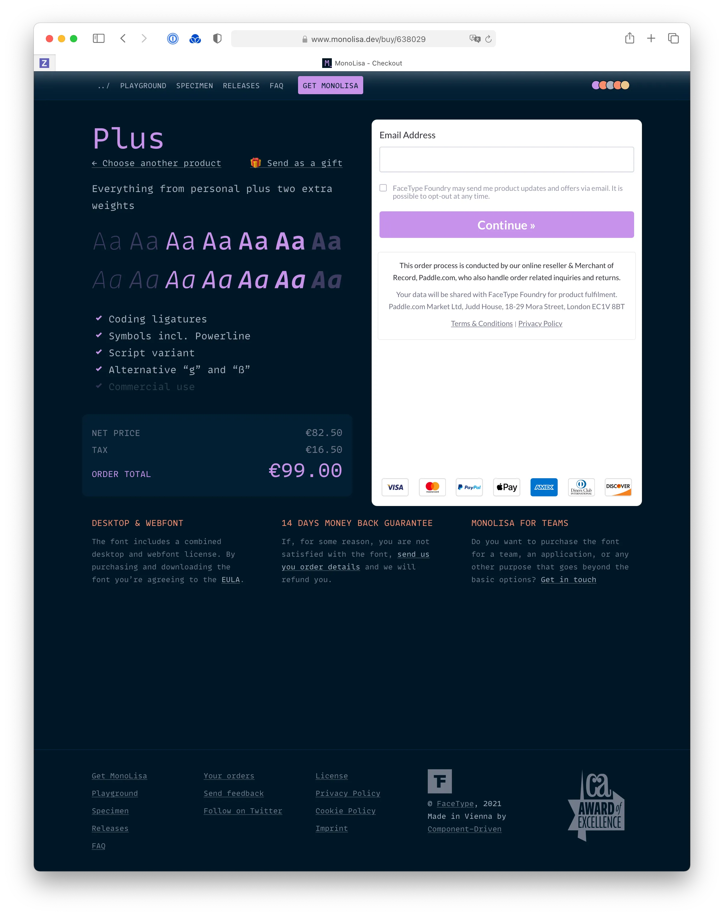 Website integrates with the payment platform under the hood to make the user experience as seamless as possible.